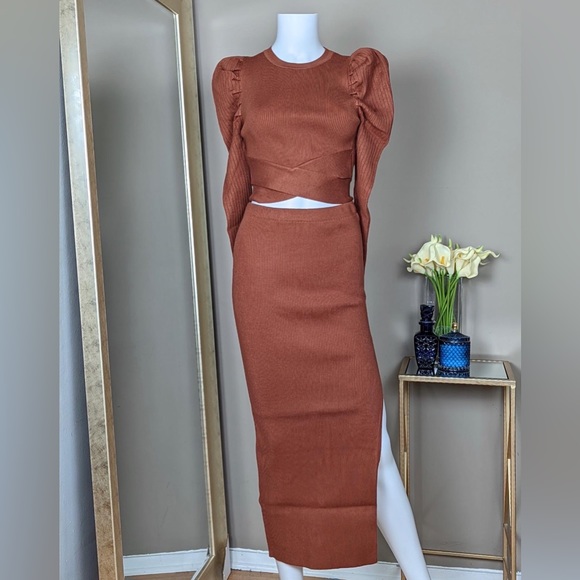 Dresses & Skirts - 2 piece top and skirt set in rust color available in sizes Small and Med